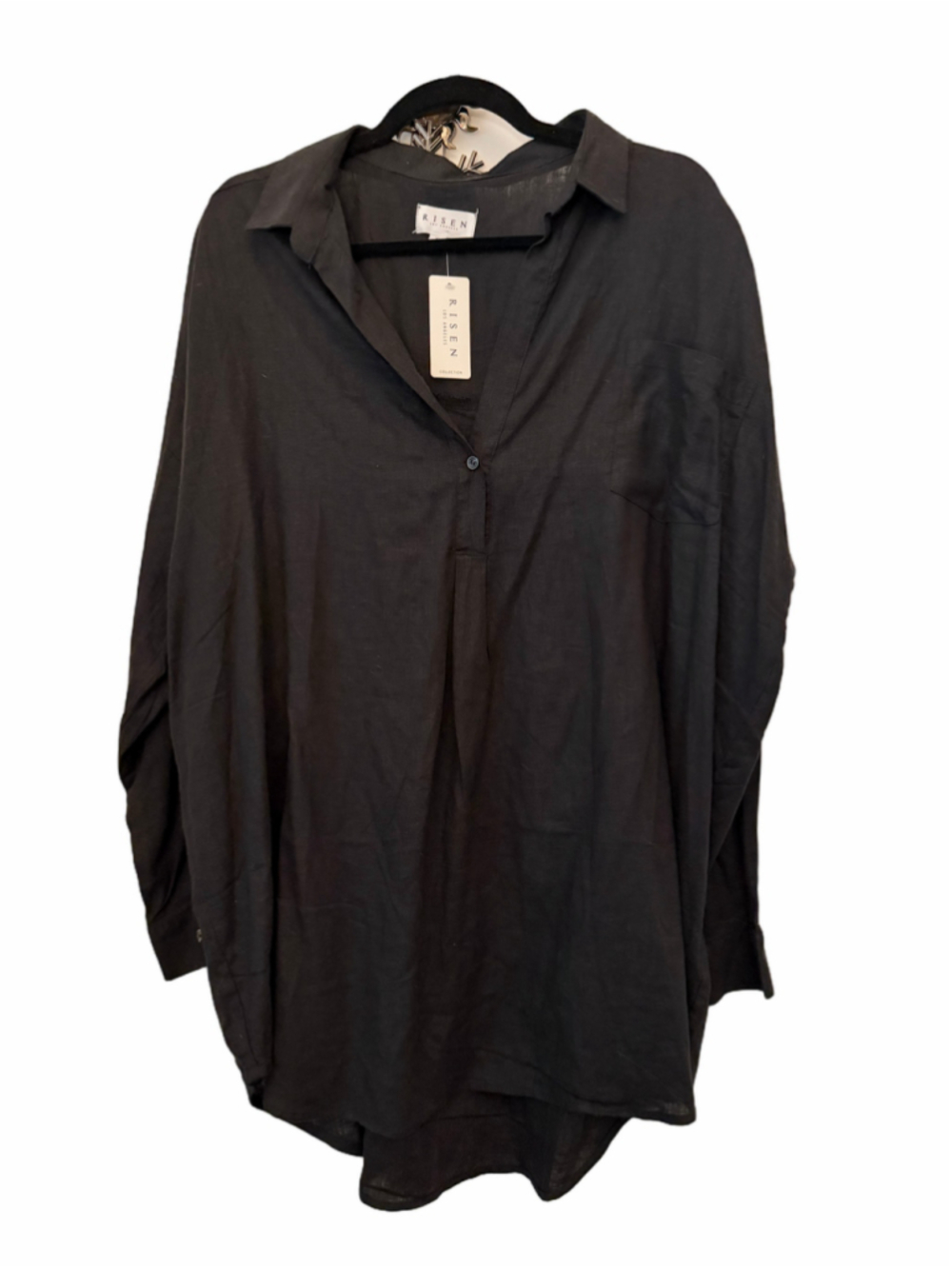 Women's Risen Black Button Down Shirt Size XL